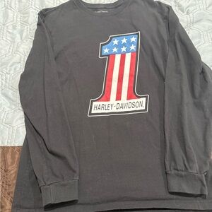 Harley Davidson T Shirt Mens L Black 1 USA Graphic Long Sleeve Crewneck